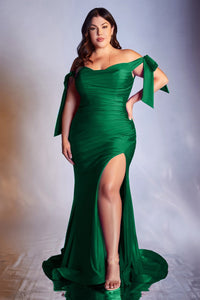 Gabor Prom Dress Off the Shoulder Fitted Gown 740943WR-Emerald Cinderella Divine CD943 LaDivine CD943
