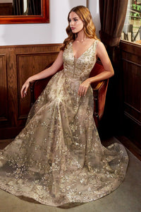 Harris Prom Dress Glitter Embellished Ballgown 740068EX-Gold/Champagne LaDivine CB068 Cinderella Divine CB068