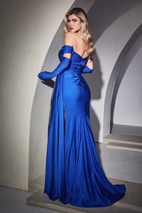 Kiki Prom Gown Off the Shoulder Body Hugging Dress 740988TRR-Royal LaDivine CD988