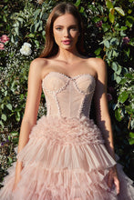 Load image into Gallery viewer, Lala Strapless Corset Ruffle Ballgown Prom Dress 6201017IRR-Blush
