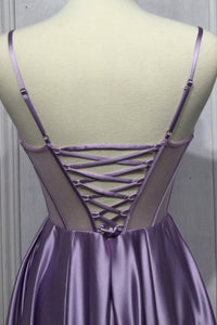 Louisa Corset Top with Full Satin Skirt Prom Dress 740276EE-Lavender