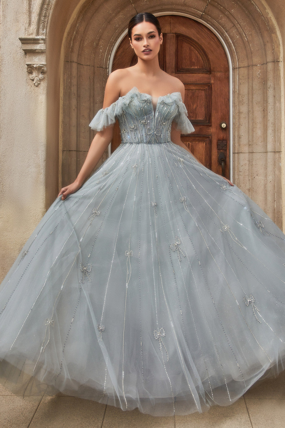 Medera Off the Shoulder Ballgown Prom Dress 6201092IRR-Mist