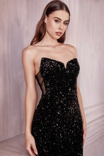 Load image into Gallery viewer, Media Strapless Lace Up Sequin Prom Gown 740151TRR-Black LaDivine CH151 Cinderella Divine CH151