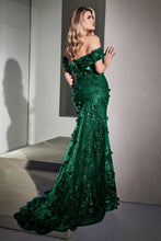 Load image into Gallery viewer, Megan Prom Gown Off Shoulder Dress 7402164TRR-Emerald
