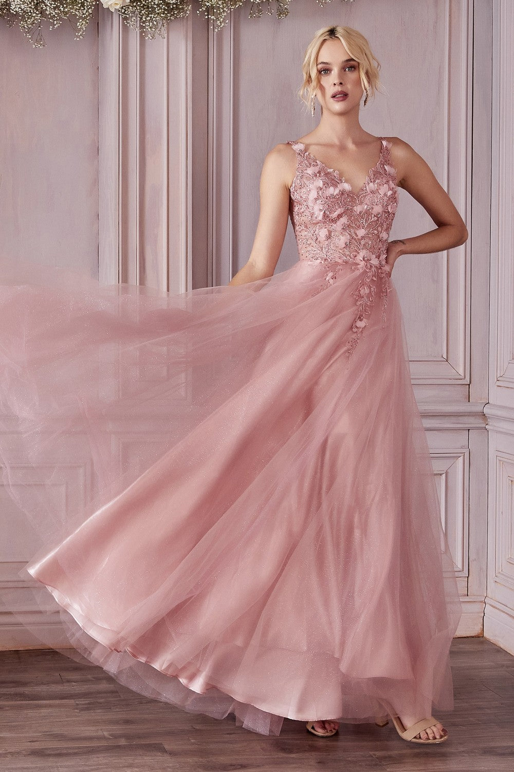 Memories Lace & Tulle Prom Dress C181ER-Blush