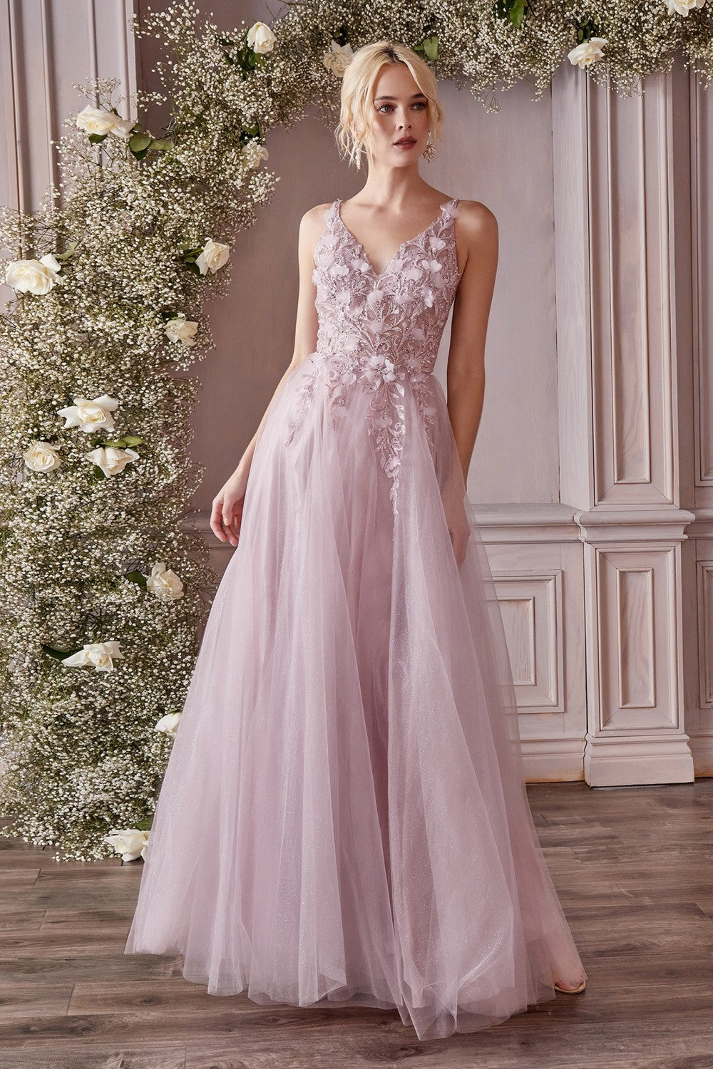 Cinderella CD0181 Dress Prom Lace Memories Divine PromDiva Tulle & C181ER-Mauve –