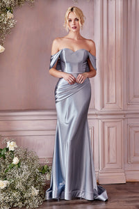 Missy Satin Strapless Fitted Prom Dress C163AK-DustyBlue