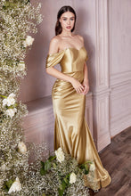 Load image into Gallery viewer, Missy Satin Strapless Fitted Prom Dress C163AK-Gold