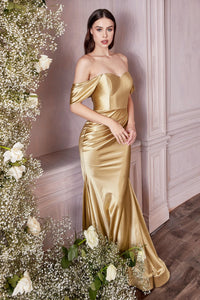Missy Satin Strapless Fitted Prom Dress C163AK-Gold