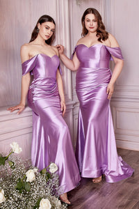 Missy Satin Strapless Fitted Prom Dress C163AK-Lavender