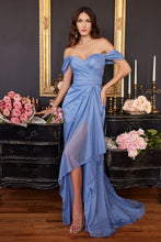 Load image into Gallery viewer, Nova Off the Shoulder Glitter Fabric Gown 740878XR-ParisBlue