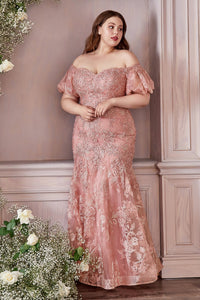 Primrose Formal Dress Lace Off the Shoulder Gown 740959TER-DustyRose Cinderella Divine CD959