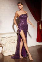 Load image into Gallery viewer, Rave Strapless Structured Sequin Prom Gown 740165TRR-Amethyst Cinderella Divine CH165