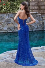 Load image into Gallery viewer, Rave Strapless Structured Sequin Prom Gown 740165TRR-Royal Cinderella Divine CH165