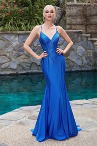 Rebel Prom Dress Stone Embellished with Lace Sides Gown 740413THR-Royal Cinderella Divine CDS413