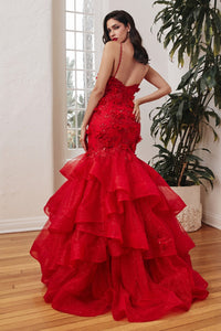 Rita Mermaid Prom Dress 740329TWR-Red