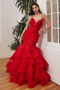 Rita Mermaid Prom Dress 740329TWR-Red LaDivine CM329