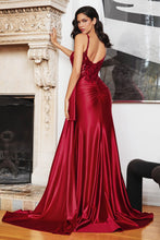Load image into Gallery viewer, Starstruck Fitted Satin with Beaded Detail Prom Gown 740418ER-Burgundy