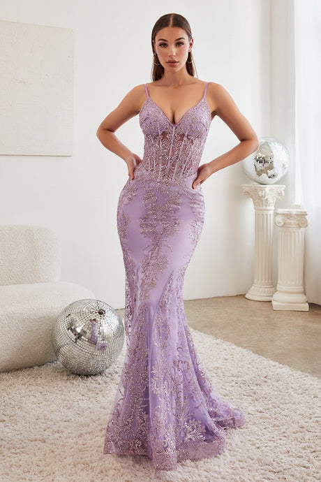 Shawna Prom Dress Mermaid with Corset look bodice 740810AR-Lavender