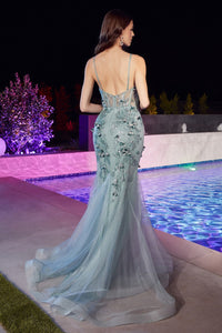 Siren Embellished Fitted Mermaid Prom Gown 740121THK-Seafoam