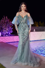 Load image into Gallery viewer, Siren Embellished Fitted Mermaid Prom Gown 740121THK-Seafoam LaDivine CB121 Cinderella Divine CB121 Andrea &amp; Leo CB121