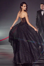 Load image into Gallery viewer, Sparkle Strapless Glitter Corset Ballgown Prom Dress 740275TRR-Black LaDivine CD275 Cinderella Divine CD275