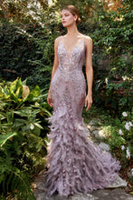 Load image into Gallery viewer, Starla Feather Accented Mermaid Prom Dress 6201116TAR-Mauve