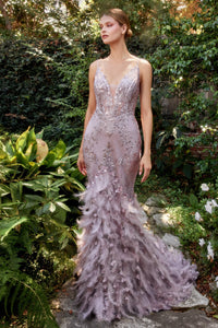 Starla Feather Accented Mermaid Prom Dress 6201116TAR-Mauve