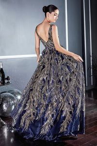 Tiana Prom Dress V Neck Ballgown C812XR-NavyGold