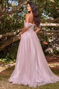 Whimsy Off the Shoulder Ballgown Prom Dress 740198TRR-Mauve