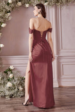 Load image into Gallery viewer, Asta Corset Top Off the Shoulder Satin Gown 7407484XR-Rosewood