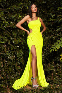 Celebrate Sexy Cut Out Fitted Prom Dress C023AK-NeonGreen