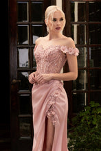 Load image into Gallery viewer, Covet Satin Off Shoulder Prom Dress 740186TRR-Blush LaDivine CD0186 Cinderella Divine CD0186