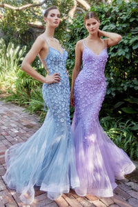 Emme Floral Mermaid Prom Dress 6201201HRR-Blue Andrea & Leo A1201