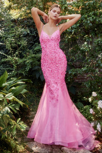 Emme Floral Mermaid Prom Dress 6201201HRR-HotPink