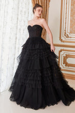 Load image into Gallery viewer, Lala Strapless Corset Ruffle Ballgown Prom Dress 6201017IRR-Black LaDivine A1017 Andrea &amp; Leo A1017 Cinderella Divine A1017