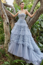 Load image into Gallery viewer, Lala Strapless Corset Ruffle Ballgown Prom Dress 6201017IRR-ParisBlue LaDivine A1017 Andrea &amp; Leo A1017 Cinderella Divine A1017