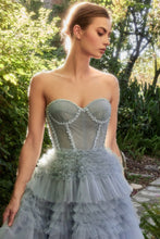 Load image into Gallery viewer, Lala Strapless Corset Ruffle Ballgown Prom Dress 6201017IRR-ParisBlue