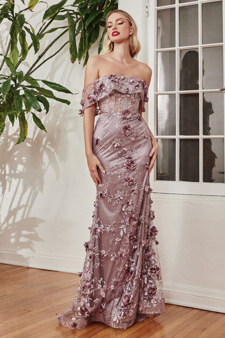 Max Off the Shoulder Prom Dress 740832ER-Mauve LaDivine J832 Cinderella Divine J832