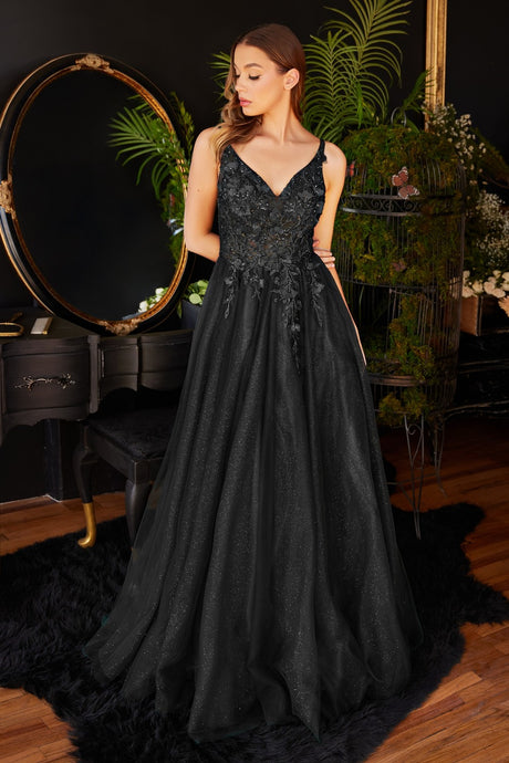 Memories Lace & Tulle Prom Dress C181ER-Black Cinderella Divine CD0181