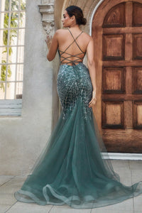 Obsessed Beaded Mermaid Prom Dress 6201109TWK-ForestMossGreen  Andrea & Leo A1109
