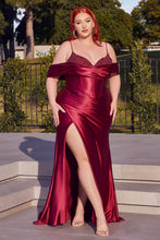 Load image into Gallery viewer, Revolve Draped Collar Soft Satin Prom Gown 7402197TTR-Burgundy  LaDivine CC2197